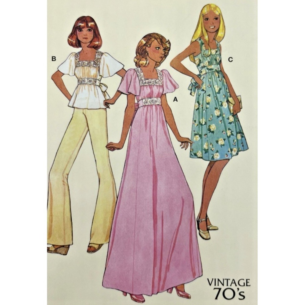 ⚜️McCalls # M8258 Back Tie Dress & Top  Sz 6-14 Uncut‎ FF Vtg 70s Reprint